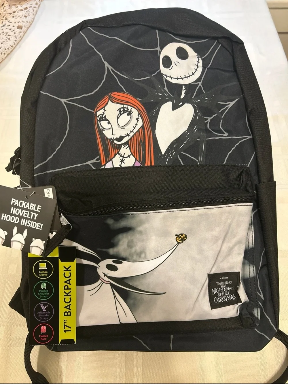 Disney The Nightmare Before Christmas Kids Black, White & Orange Backpack